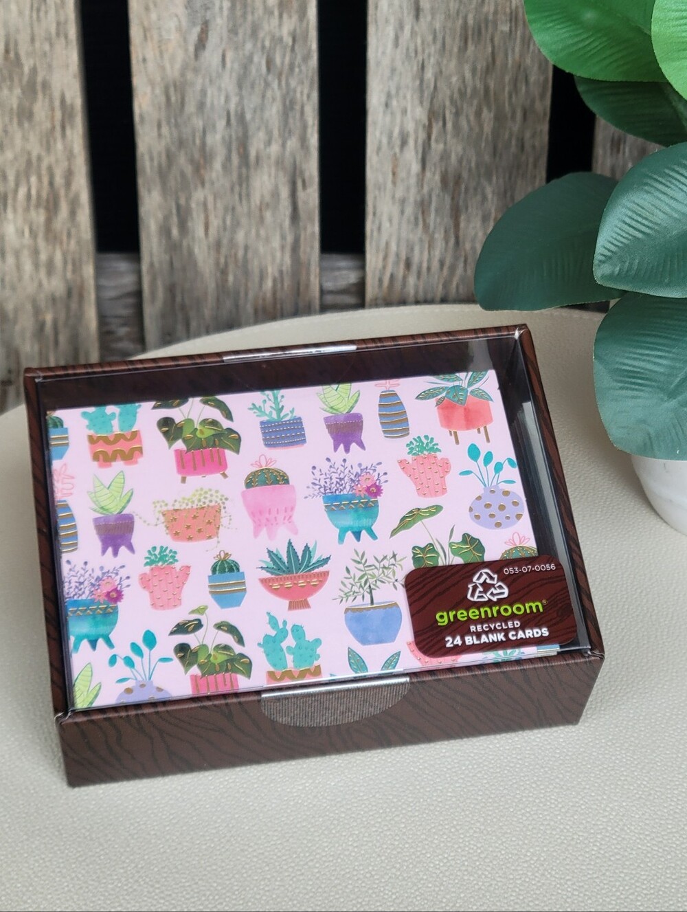 Pink Plant Pattern Blank Cards - Pack of 24 - Green Room 🦩 - Picture 3 of 3